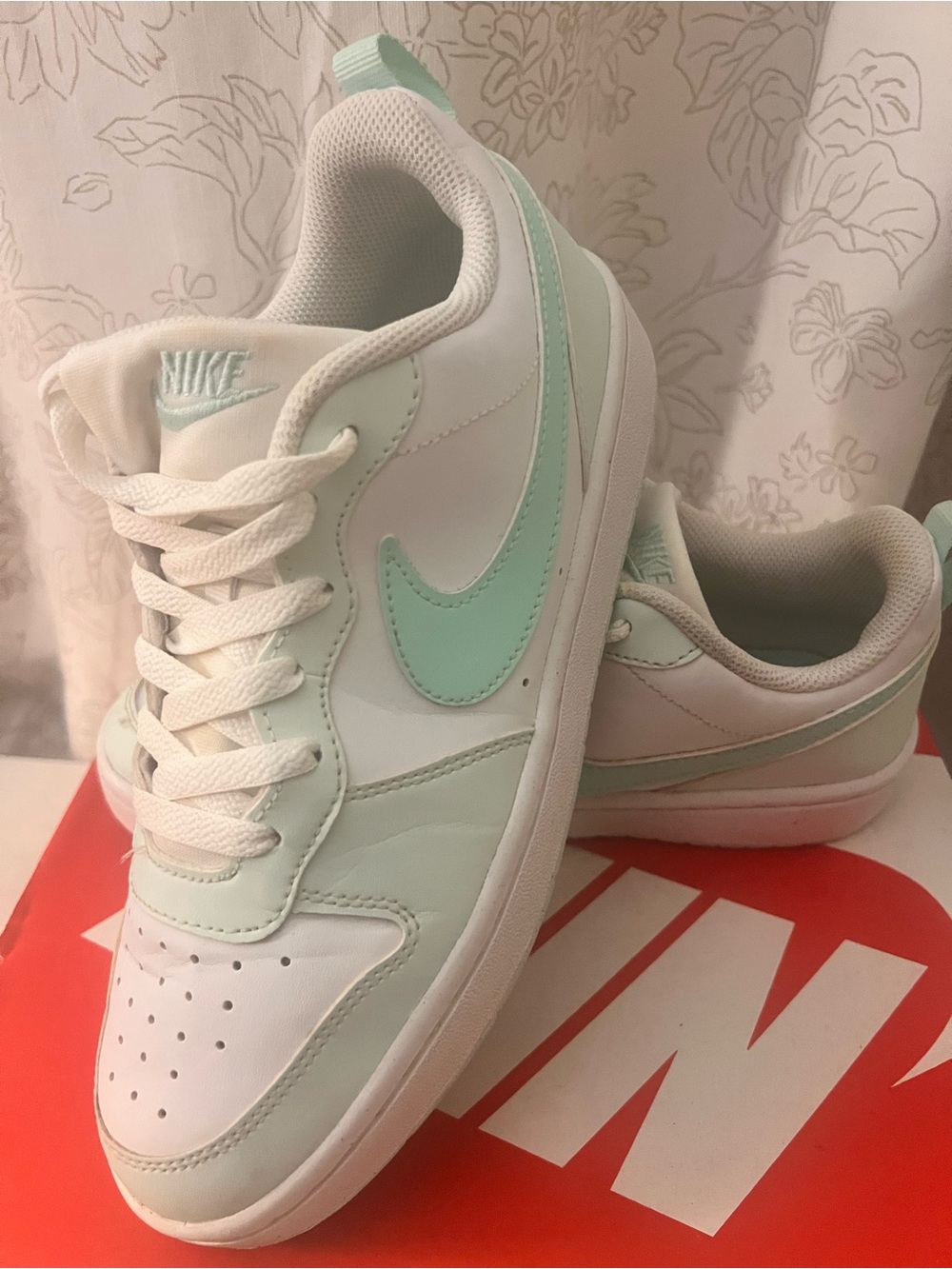 Nike Youth Court Borough Low Mint Green & White Sneakers
